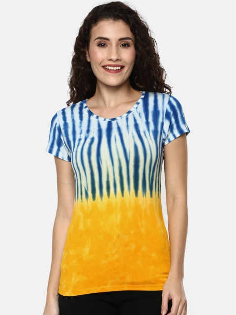 

YCANF Women Yellow & Blue Dyed Top