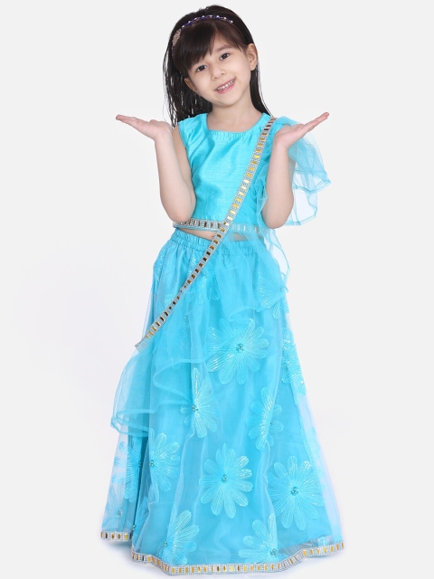 

KID1 Girls Blue Embellished Ready to Wear Lehenga & Blouse with Dupatta