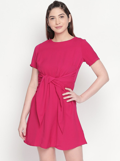 

Forever Glam by Pantaloons Women Pink Solid Fit and Flare Dress