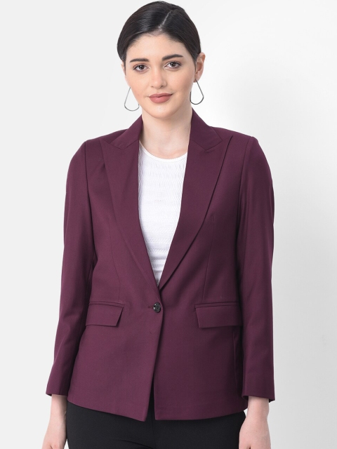 

AUDSTRO Women Burgundy Solid Single-Breasted Formal Blazer