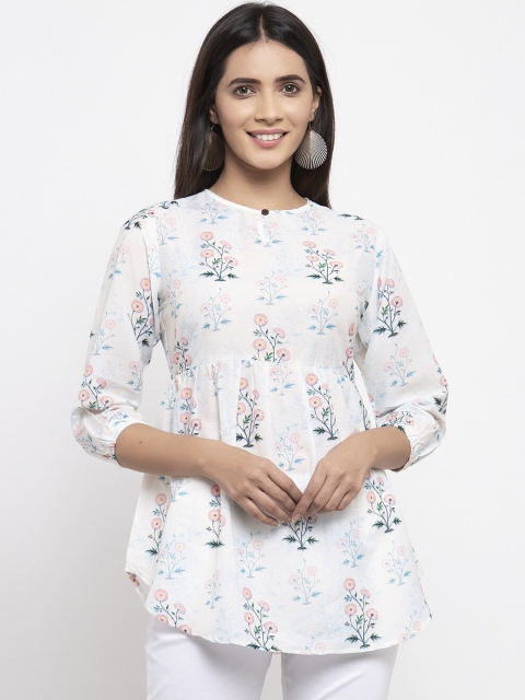 

Kiaasa Women White Printed Empire Top