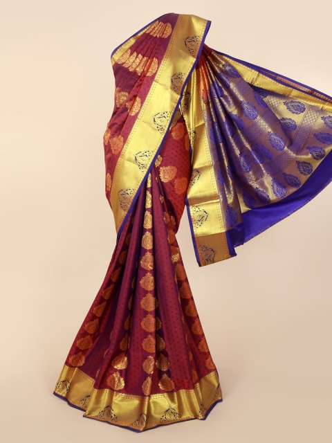 

Pothys Maroon & Violet Art Silk Woven Design Kanjeevaram Saree
