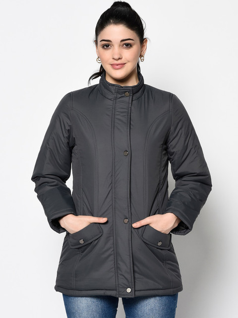 

Trufit Women Charcoal Grey Solid Insulator Padded Jacket