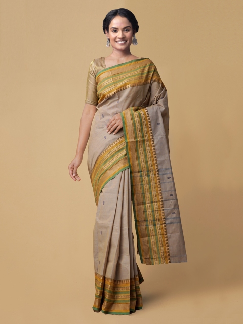 

Unnati Silks Brown Pure Cotton Woven Design Chettinad Handloom Saree