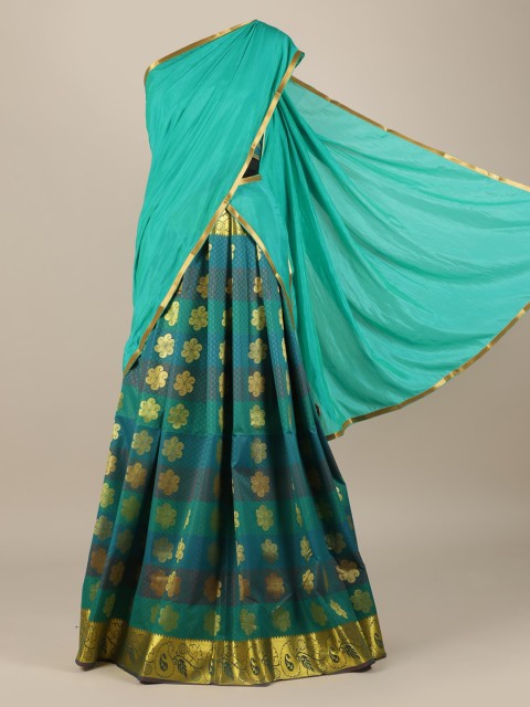 

Pothys Sea Green & Gold-Coloured Art Silk Woven Design Half Saree