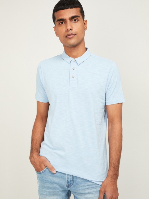 Forca Men Blue Solid Henley Neck T-shirt