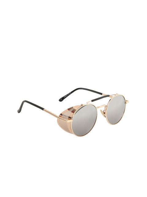 

SCAGLIA Unisex Grey & Gold-Toned Mercury Round Jali Sunglass