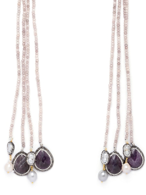 

JOULES BY RADHIKA Gold-Plated Grey & Blue Beaded Long Handcrafted Necklace