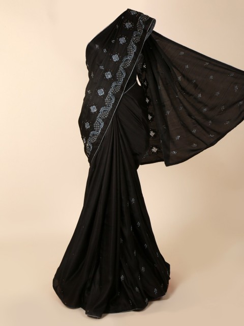 

Pothys Black Embroidered Pure Georgette Saree