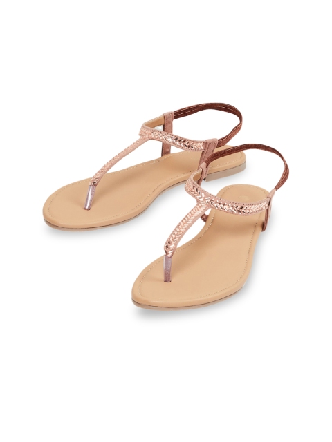 

max Women Pink Embellished T-Strap Flats