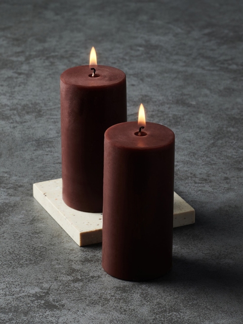 

Pure Home and Living Set Of 2 Brown Moments Of Eternity Pillar Candles