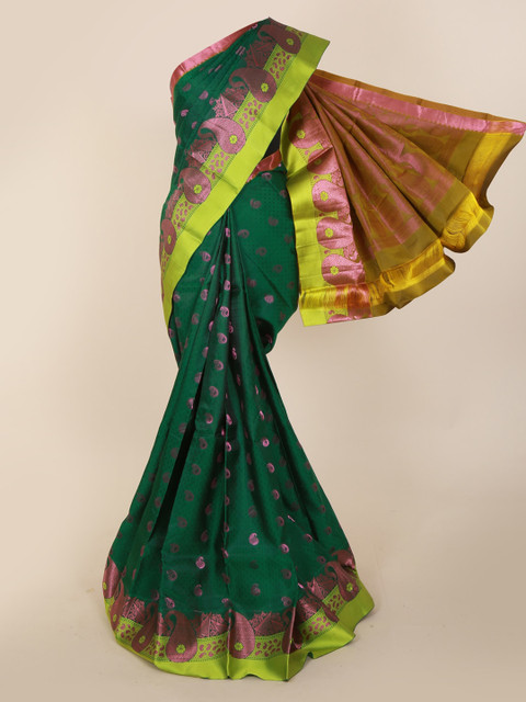 

Pothys Green Pure Silk Woven Design Kanjeevaram Saree
