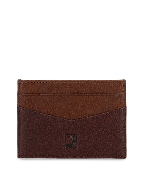 Da Milano Men Brown Textured Leather Card Holder
