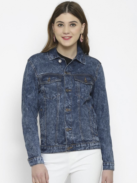 

Kotty Women Blue Printed Denim Jacket