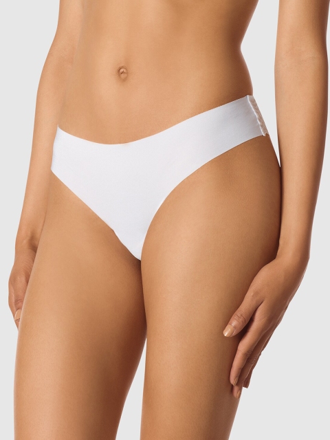 

La Senza Women White Solid No Show Thongs 11152312-94D3