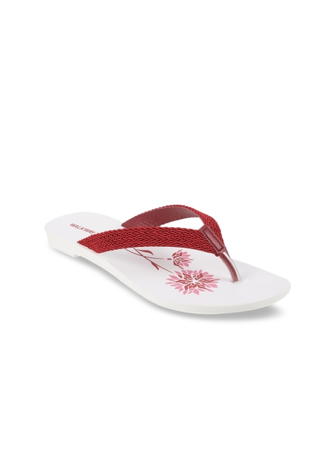 

WALKWAY Women Red Textured T-Strap Flats