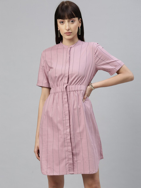 

RAREISM Women Pink Striped Shirt Dress
