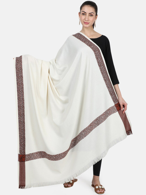 

Monte Carlo Women Off White & Black Solid Shawl