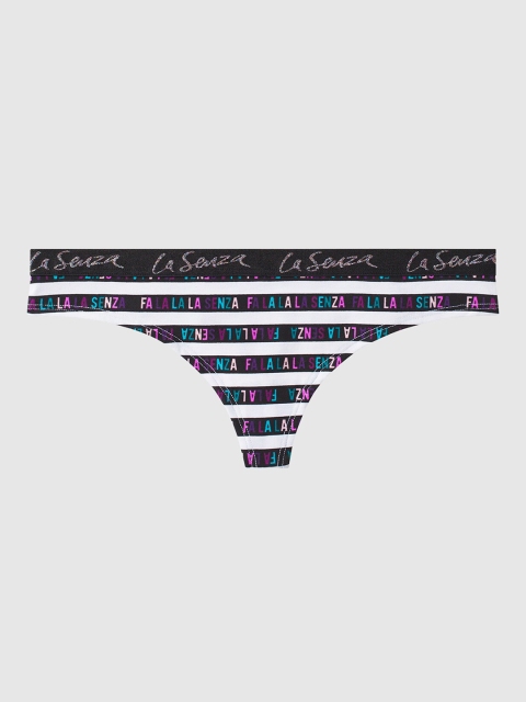 

La Senza Women Black & White Striped Remix Cotton Thongs-11136142-4DLS