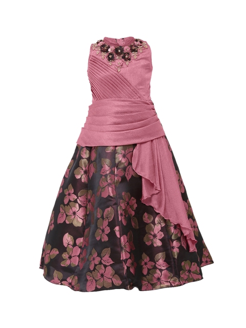 

BETTY Girls Rose Pink Embellished & Floral Print Fit & Flare Maxi Dress