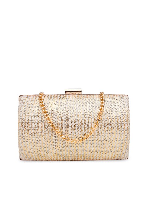 

Vdesi Women Cream & Gold-Toned Textured Box Clutch
