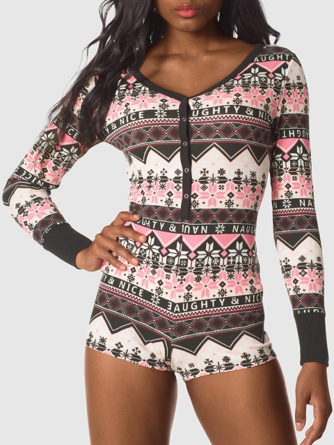 

La Senza Women Pink & White Printed Sexy Lounge Onesie