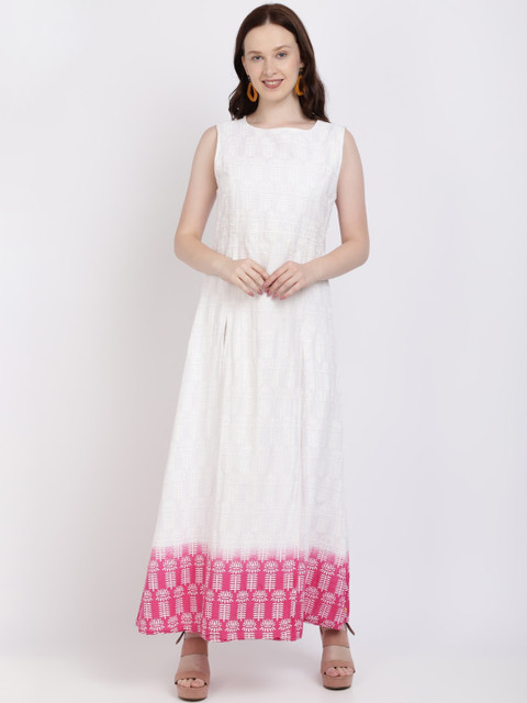 

Vedic Women Pink Printed Maxi Dress
