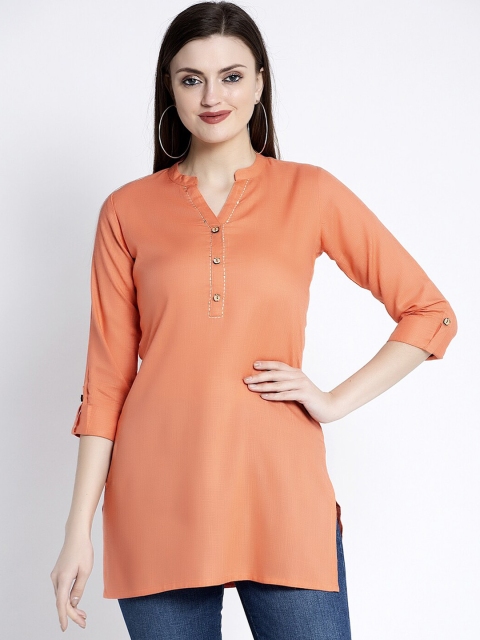 

ANAISA Women Peach-Coloured Solid Tunic