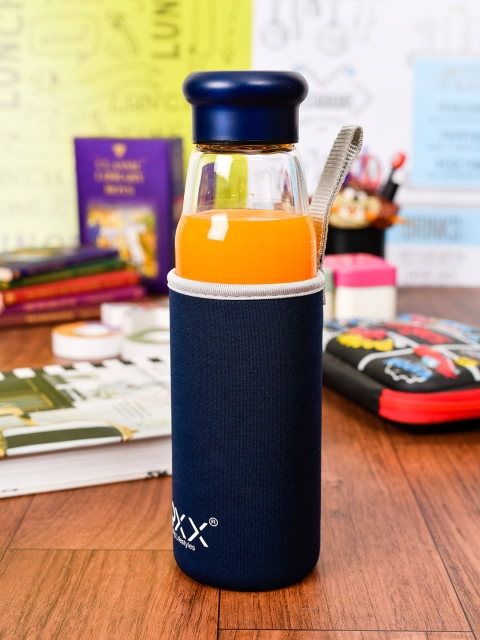 

GOODHOMES Unisex Transparent Solid Glass Water Bottle with Grip 550 ml