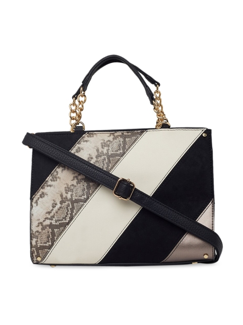 

Call It Spring Black & Off-White Colourblocked Handheld Bag