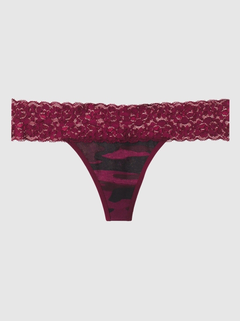 

La Senza Women Maroon & Black Camouflage Printed Remix Thong Briefs 11059972-4BG4