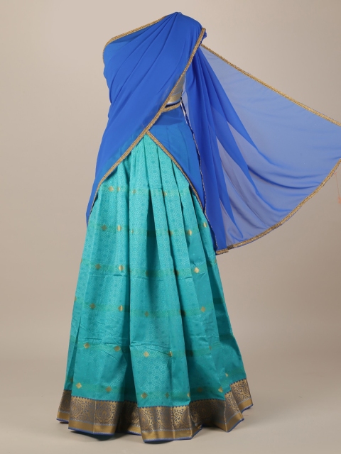 

Pothys Blue Woven Design Poly Chiffon Half Saree