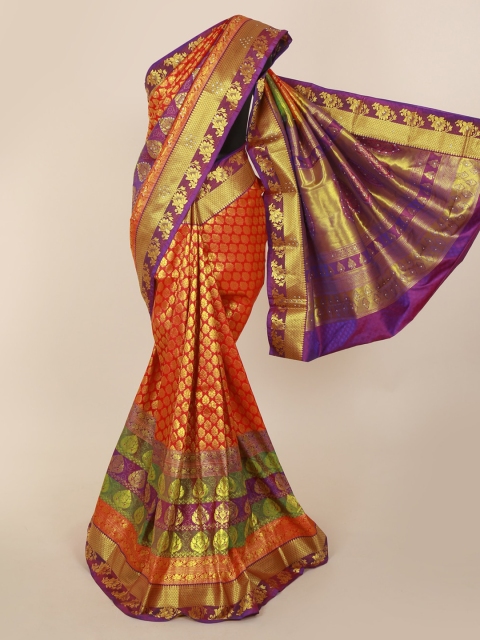 

Pothys Orange Pure Silk Woven Design Kanjeevaram Saree