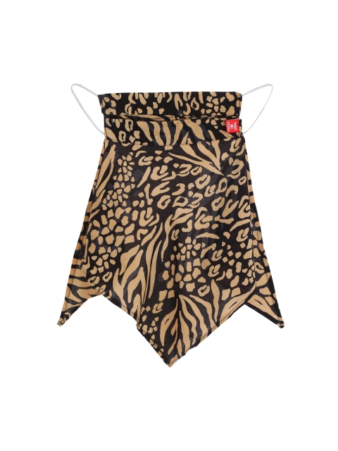 

Swiss Design Women Brown & Black Printed 2-Ply Reusable Scarf Style Masks