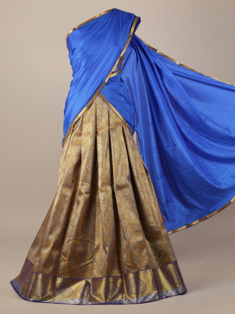 

Pothys Blue & Copper-Toned Art Silk Woven Design Half Saree