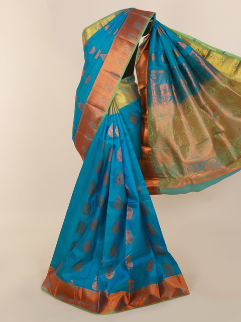 

Pothys Blue Pure Silk Printed Kanjeevaram Saree