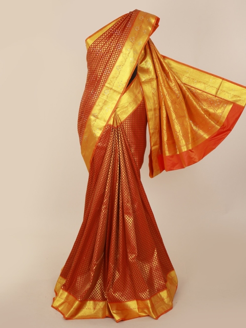 

Pothys Maroon & Gold-Coloured Pure Silk Woven Design Kanjeevaram Saree