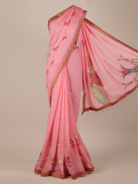

Pothys Pink Printed Poly Georgette Saree