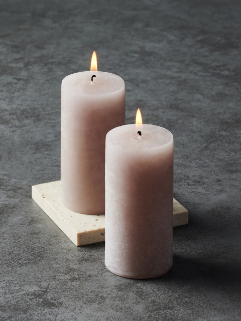 

Pure Home and Living Set of 2 Grey Lavender and Chamomile Tall Pillar Candles