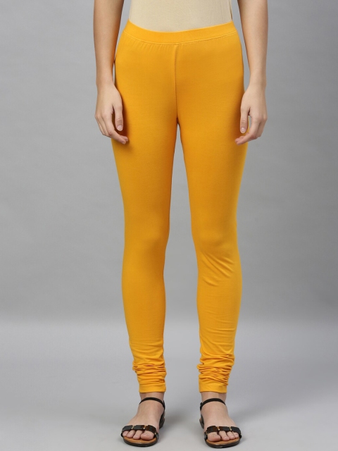 

Kryptic Women Yellow Solid Churidar-Length Leggings