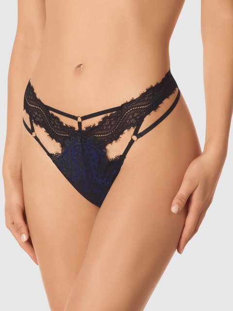 

La Senza Women Blue & Black Self Design Thongs 11145094-02MG