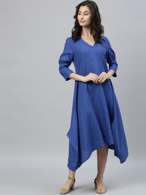 

RAREISM Women Blue Solid A-Line Dress