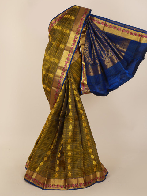 

Pothys Green Pure Silk Woven Design Kanjeevaram Saree