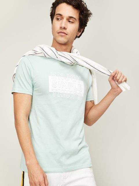 

Bossini Men Sea Green Printed Round Neck T-shirt