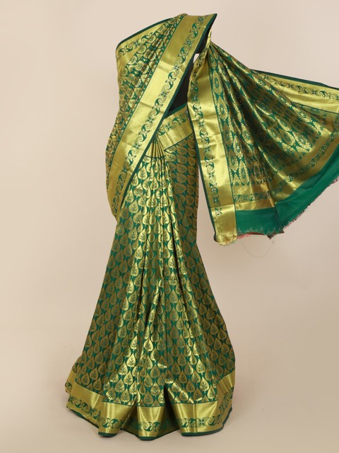 

Pothys Green Pure Silk Woven Design Kanjeevaram Saree