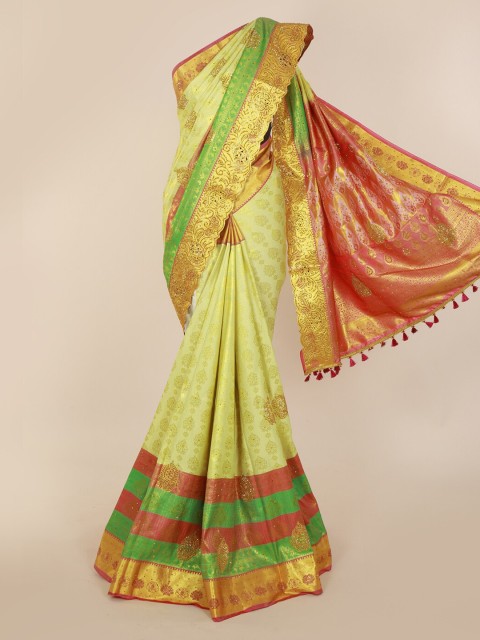 

Pothys Green Pure Silk Woven Design Kanjeevaram Saree