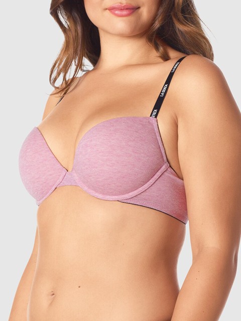 

La Senza Mauve & Black Solid Lightly Padded Underwired Plunge Bra-11120814-4MBX