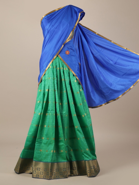 Pothys Blue & Green Art Silk Woven Design Lehenga Saree