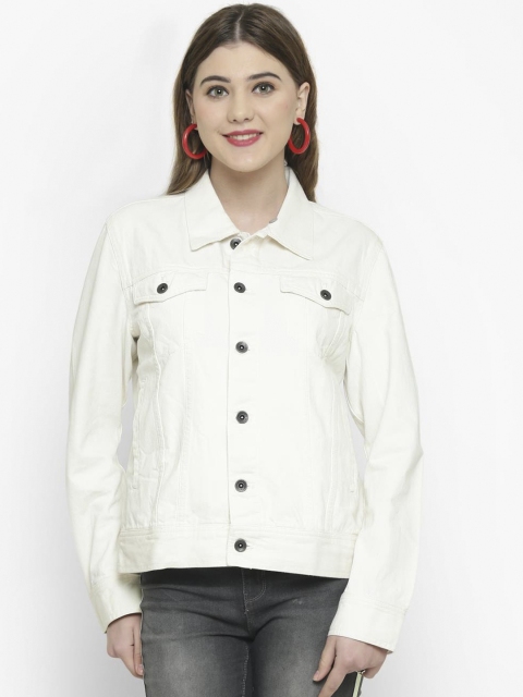 

Kotty Women White Printed Denim Jacket