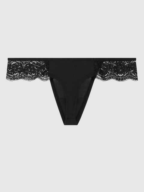 

La Senza Women Black Solid Remix Ultrasoft Thong Briefs 11139257-03YZ